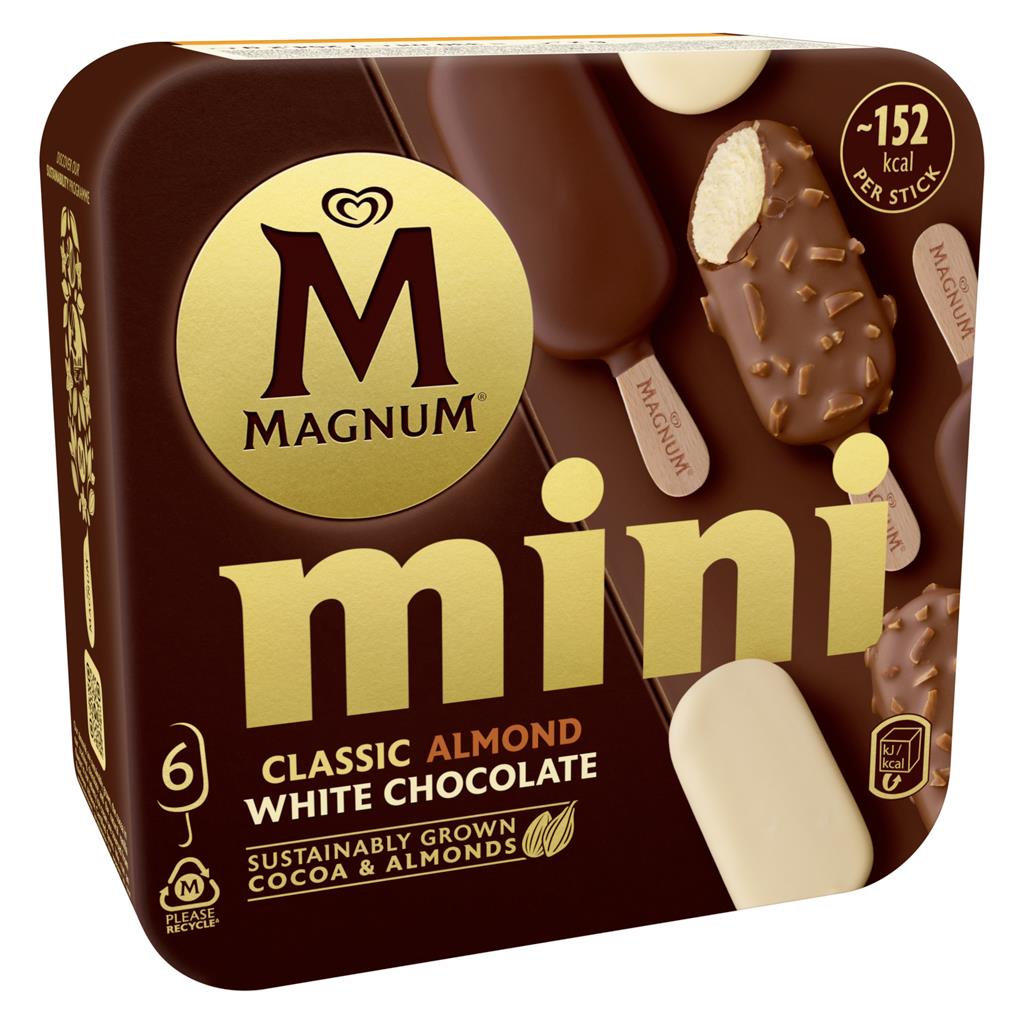 5 gelados mini chocolate clássico, amêndoa e chocolate branco, 330 ml
