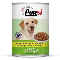 Comida húmida p/ cão frango, massa e cenoura