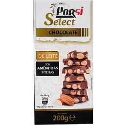 Tablete de chocolate leite com amêndoas