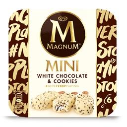 Gelados Magnum mini chocolate branco e cookies
