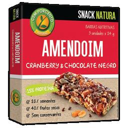 Barras amendoim cranberry e chocolate negro