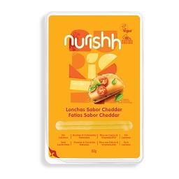 Fatias de especialidade vegan nurishh cheddar