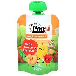 Saqueta de puré de fruta | maçã + manga + pêssego