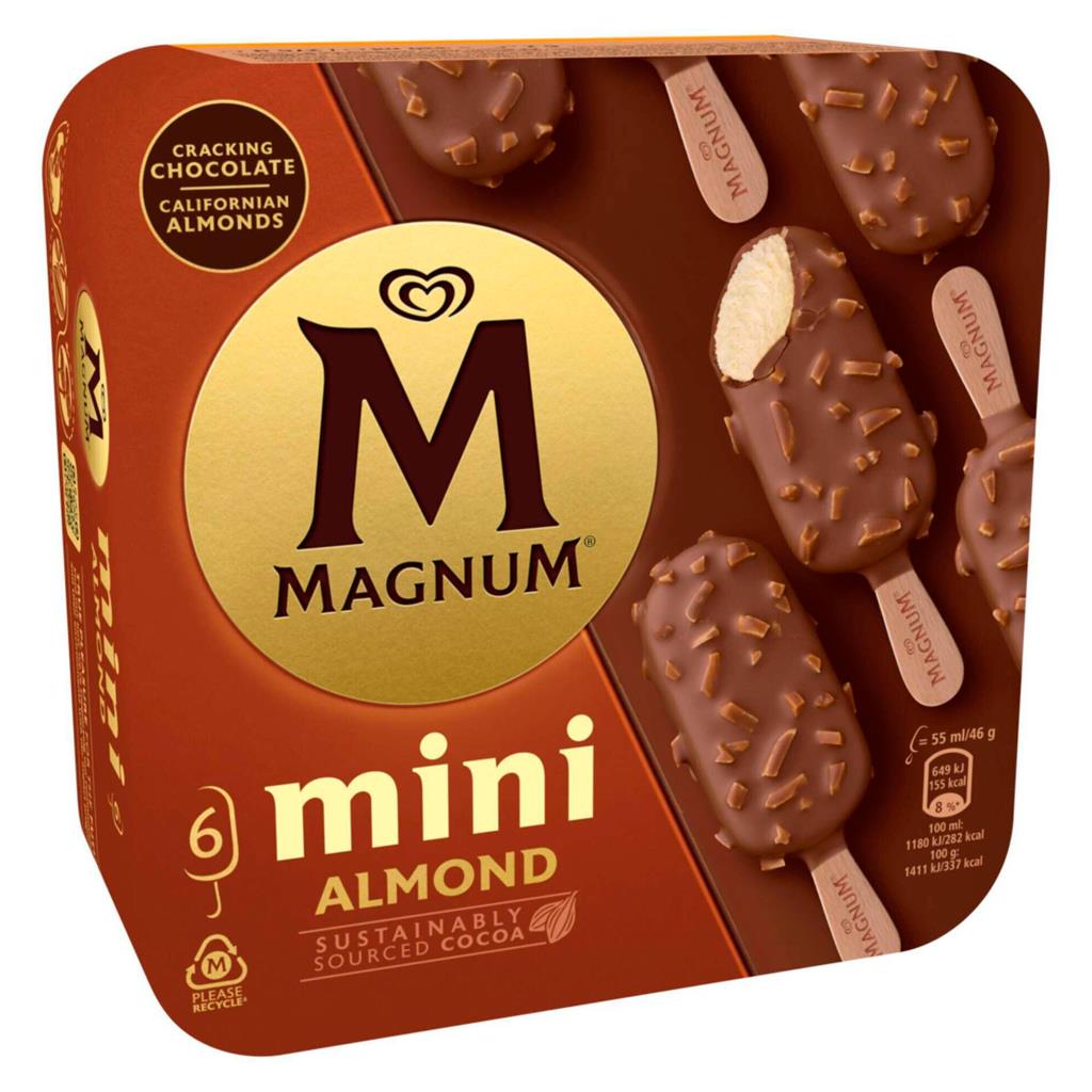 6 gelados mini chocolate e amêndoa, 330 ml