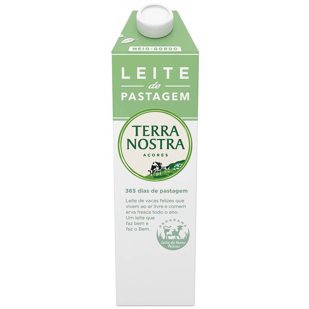 Leite de pastagem meio gordo, embalagem de 1litro