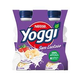 Iogurte líquido yoggi, sem lactose, morango/banana